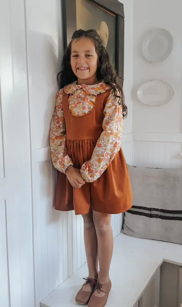 Le Petit Elle Ryleigh Suspender Skirt - Honey Corduroy