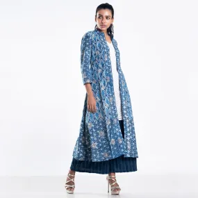 Maze bagru printed golden mix jacket set with kurta and culottes