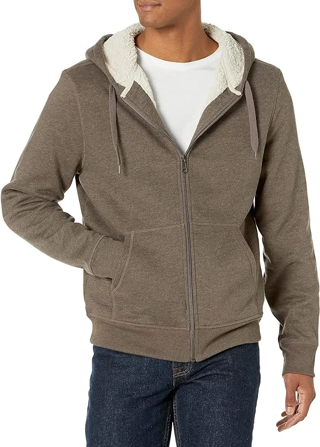 Men's Sherpa Fleece Lined classic zip-up hoodie