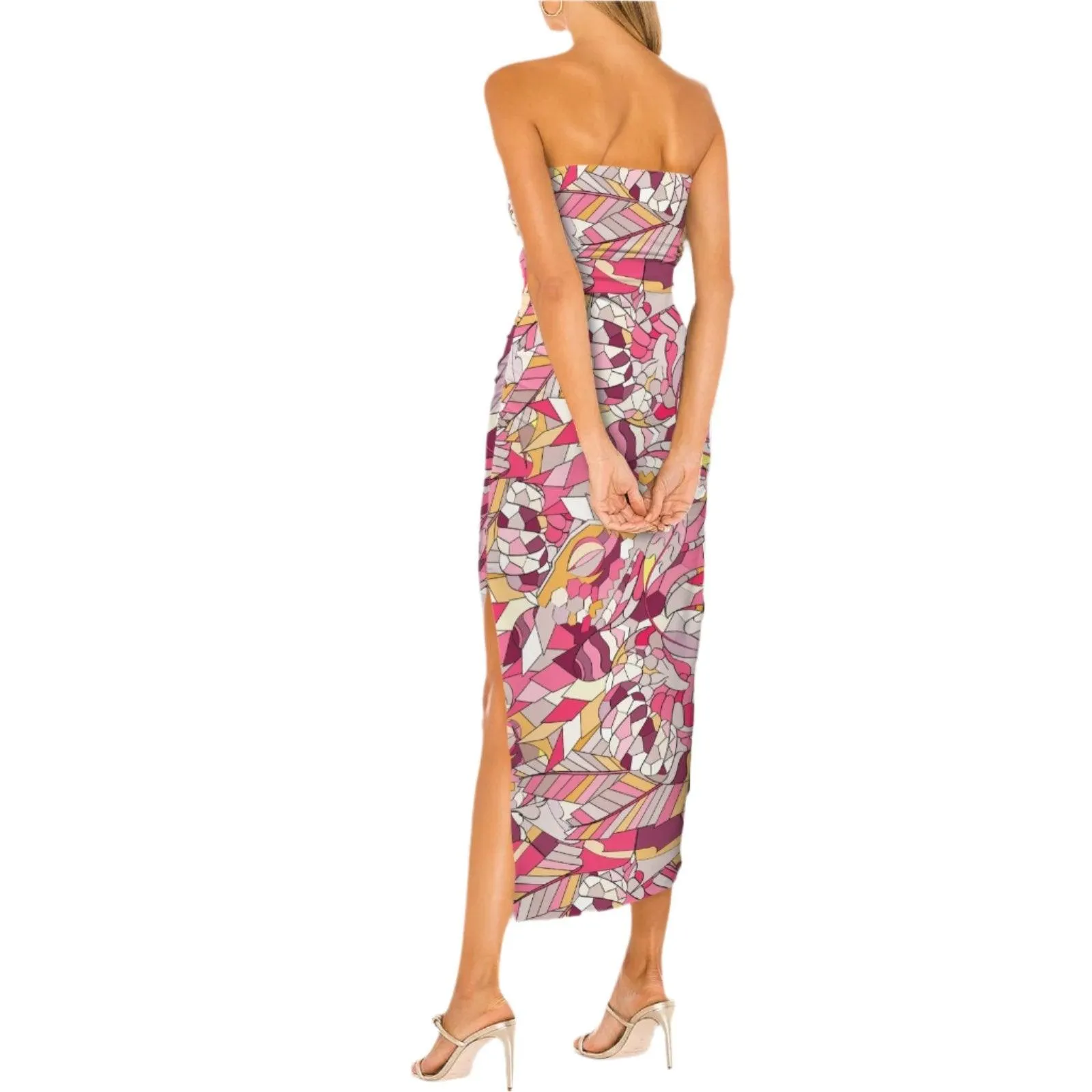 Perl Strapless Bodycon Maxi Dress with Side Slit