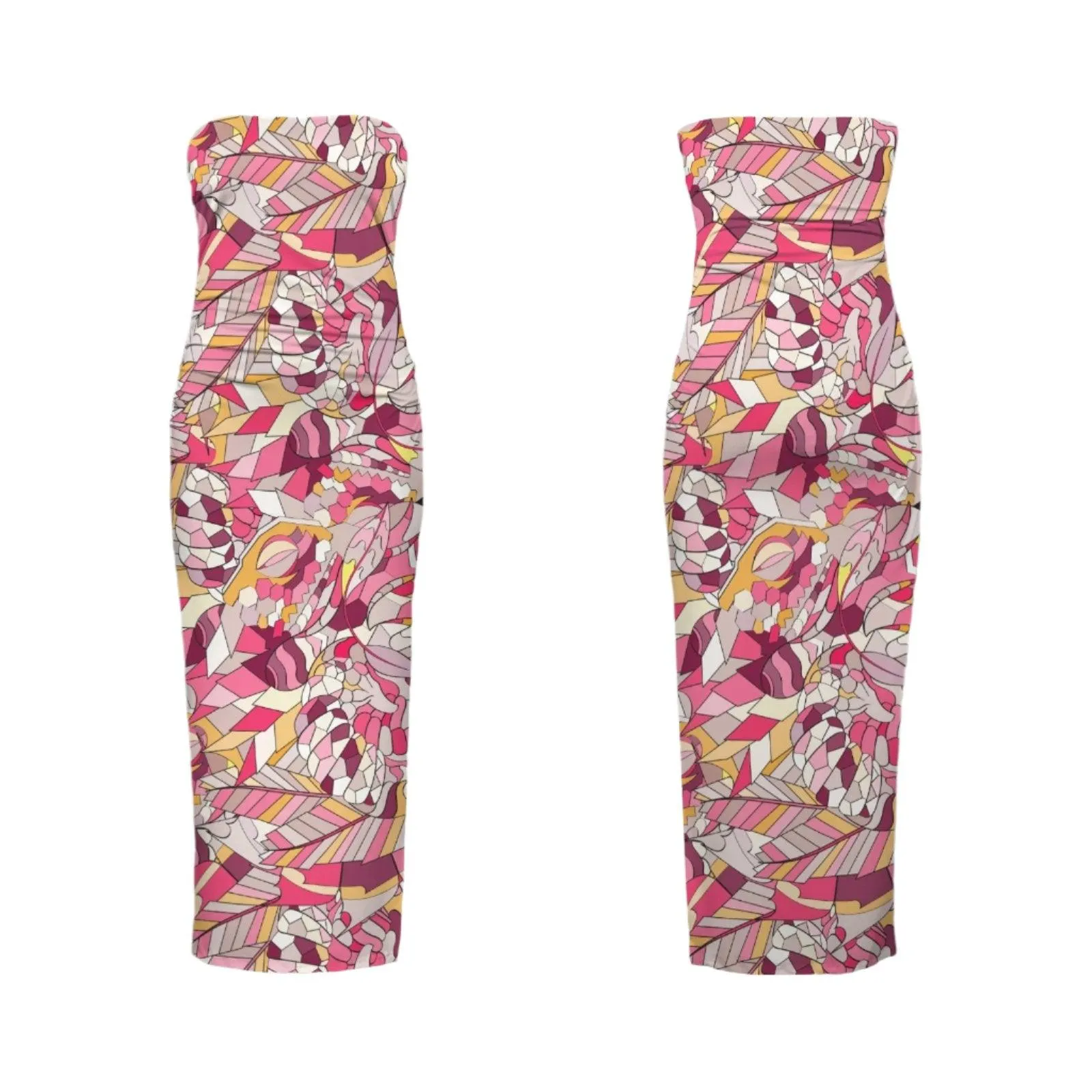 Perl Strapless Bodycon Maxi Dress with Side Slit