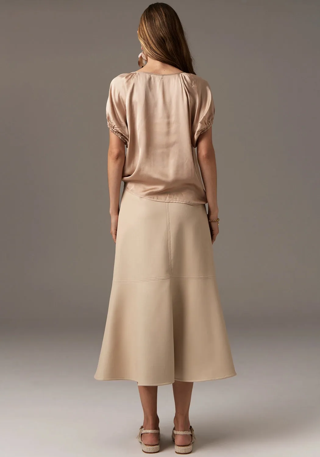 POL | OLLIE FAUX LEATHER SKIRT | PEBBLE
