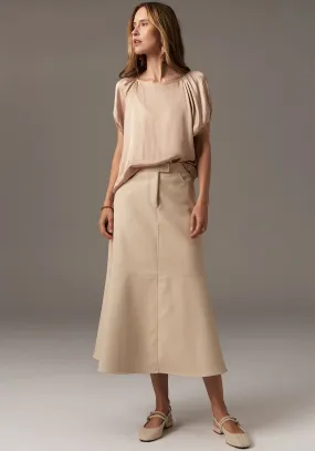 POL | OLLIE FAUX LEATHER SKIRT | PEBBLE