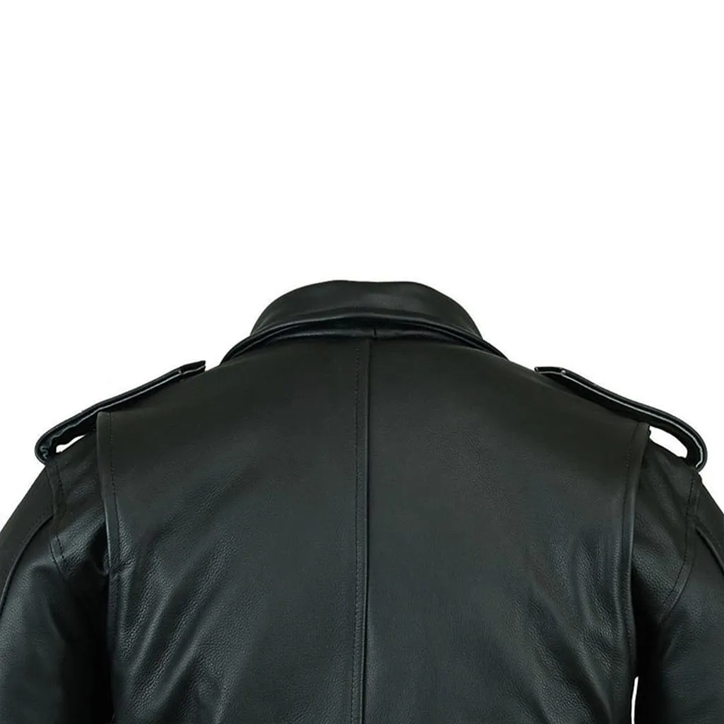RIDERACT® Men Motorcycle Leather Jacket Brando Adjustable Moto Leather Jacket