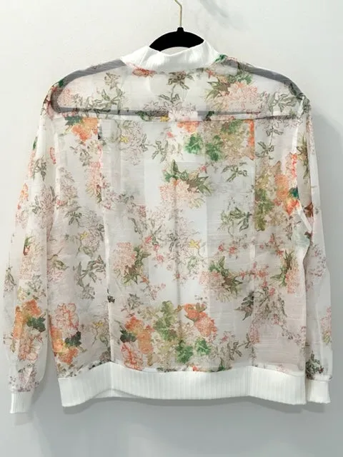 Sheer Floral Bomber Jacket