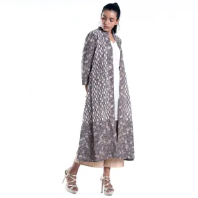 Slate bagru printed golden mix jacket set with kurta and culottes